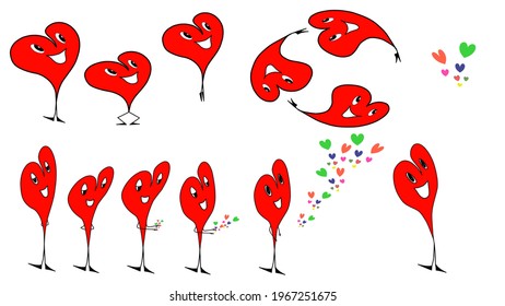 Vibrant red heart character. Vector illustration. 