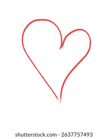 A vibrant red heart drawn with a simple line on a clean white background. Represents love, care, or romance. Perfect for Valentine-themed designs or general depictions of affection and passion.