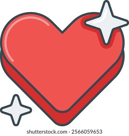 A vibrant red heart icon adorned with sparkling stars, perfect for expressing love and affection in various creative projects. Ideal for digital designs and social media