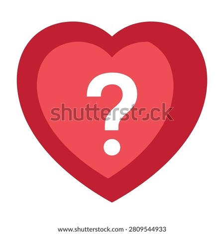 A vibrant red heart icon featuring a central white question mark symbol. This minimalist design represents relationship dilemmas, love confusion, or dating queries.