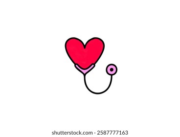 A vibrant red heart, nestled within a simple stethoscope, symbolizes the importance of cardiovascular health.