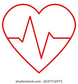 A vibrant red heart shape is depicted with a dynamic heartbeat pulse line, perfectly illustrating healthcare and cardiology concepts. 
