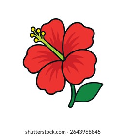 Vibrant Red Hibiscus Flower Illustration A Tropical Floral Design Element