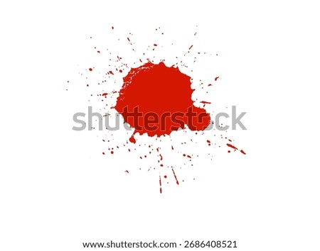 A vibrant red ink blot on a clean white background