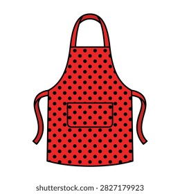 A Vibrant Red Kitchen Apron Featuring a Classic Black Polka Dot Pattern