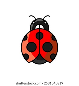 Vibrant Red Ladybug Icon, Cheerful Insect Illustration with Black Spots and Garden Theme