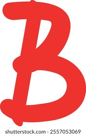 Vibrant Red Letter B, Hand-Drawn, Isolated on White