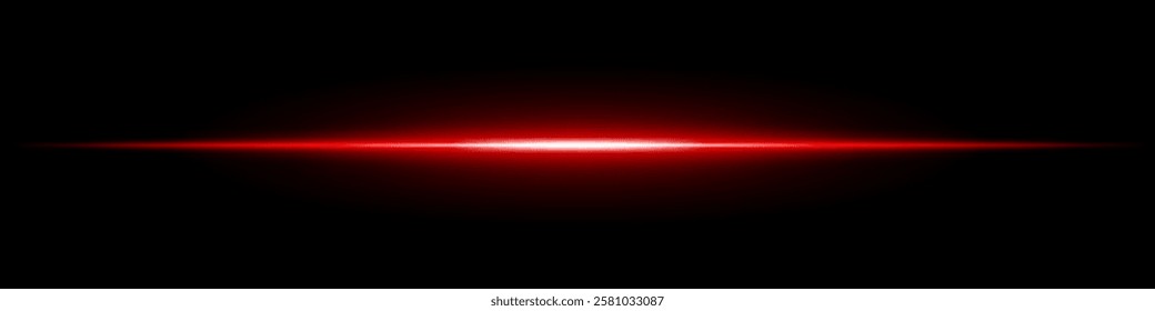 A vibrant red light streak glows against a dark black background, creating a futuristic and high-tech abstract visual effect.