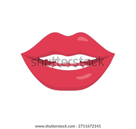 Vibrant Red Lips with White Teeth