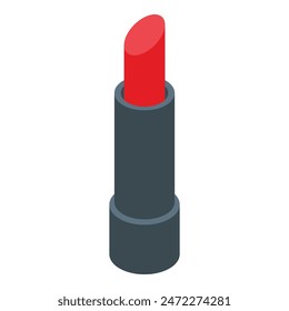 Vibrant red lipstick isometric vector illustration for modern beauty and cosmetic product design with a touch of elegance and luxury