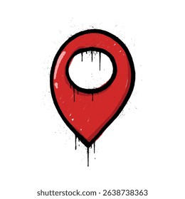 A vibrant red location marker, conveying a sense of direction and precise geographic targeting, rendered with a playful, artistic style