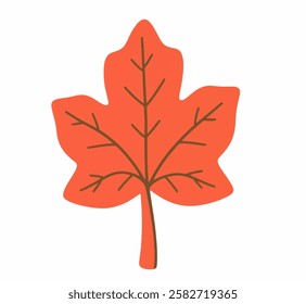 A vibrant red maple leaf with detailed veins, ideal for autumn themes, nature branding, and seasonal decorations.