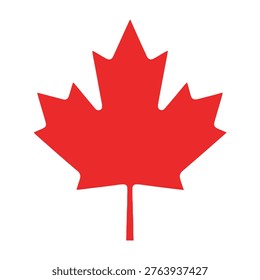 A vibrant red maple leaf icon representing the iconic Canadian symbol. This clean design is perfect for themes of national pride, patriotic celebrations, and Canadian culture or heritage projects.