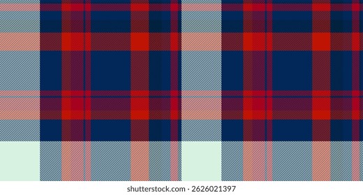 Vibrant red, navy, and light blue plaid pattern.  Perfect for textile design, fashion, or website backgrounds.