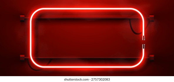 Vibrant red neon frame, perfect for an eye-catching display or message. Vector illustration