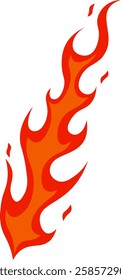 Vibrant red and orange cartoon fire flames rising upward, generating intense heat and embodying themes of wildfire, bonfire, combustion, energy, and inherent danger