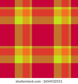Padrão xadrez vermelho vibrante, laranja e verde-limão.  Perfeito para design têxtil, moda, fundos de site, ou embalagem. Este design geométrico e arrojado evoca energia e calor.