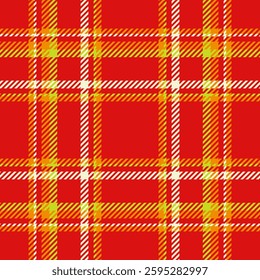 Vibrant red, orange, and yellow plaid pattern.  Perfect for textile designs, website backgrounds, or festive projects.  This bold, geometric texture offers a dynamic and energetic visual appeal.