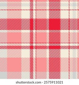 Vibrant red, pink, and gray plaid pattern.  Perfect for fashion, textiles, and website backgrounds.  Stylish diagonal lines create a modern yet classic feel.