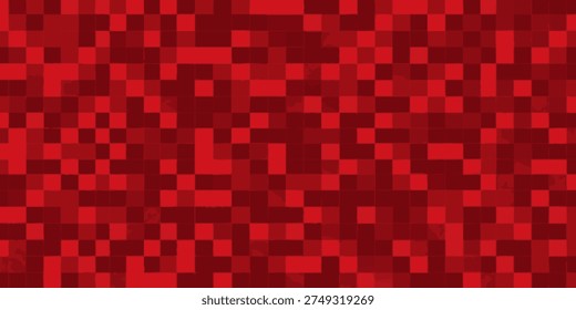 Vibrant red pixelated pattern viewed from a close-up perspective