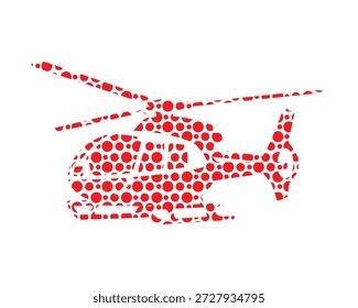 Uma vibrante silhueta de helicóptero de bolinhas vermelhas criando um design gráfico moderno impressionante