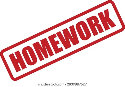 A vibrant red rectangular rubber stamp prominently displaying the word 