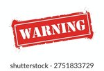 A vibrant red rectangular stamp with the word WARNING in bold white letters, set against a clean white background, indicating caution or alert.