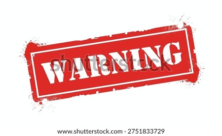 A vibrant red rectangular stamp with the word WARNING in bold white letters, set against a clean white background, indicating caution or alert.