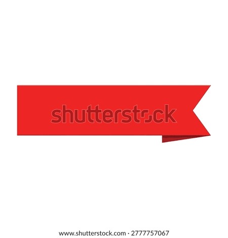 Vibrant red ribbon banner on white background, symbolizing awareness, celebration, or announcement. Simple, bold design element.