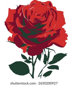 Vibrant Red Rose Design logo T shirt