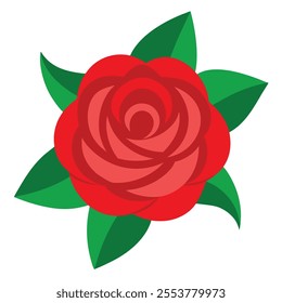 Vibrant red rose in full bloom - floral illustration, rose flower design, nature artwork, botanical red rose, floral vector art
