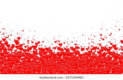 Vibrant red small hearts isolated on transparent background. Vector illustration. Halftone style decorations for Valentine's day design