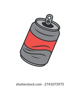 Vibrant red soda can with gray finish