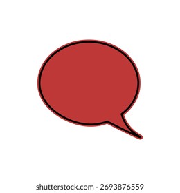 Una burbuja de discurso rojo vibrante, aislado en un fondo blanco, simboliza la comunicación. Perfecto para transmitir mensajes, diálogos y charlas en varios diseños y medios.