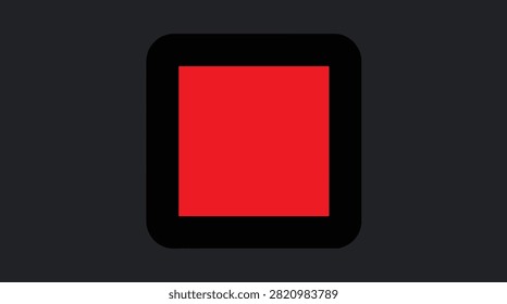 A vibrant red square symbol displayed prominently on a sleek black smartphone screen