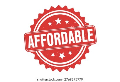 A vibrant red stamp proclaiming 'AFFORDABLE' with stars, signifying value and accessible pricing for consumers.
