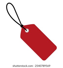 Un diseño de etiqueta roja vibrante con una superficie lisa y una corbata segura. Perfecto para etiquetar artículos, etiqueta de Precio, descuento, marca, regalo y organización de realce. Ilustración vectorial