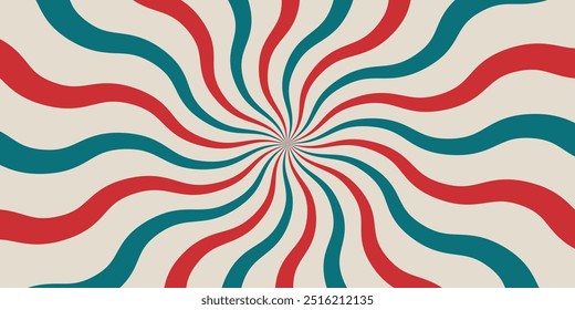 Vibrant Red and Teal Retro Swirl Background | Hypnotic, Vintage-Inspired Pattern for Posters, Invitations, and Digital Art | Colorful Graphic Design Resource