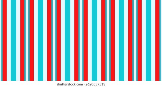 Lebendige rote, blaue und weiße vertikale Streifen erzeugen ein kräftiges, geometrisches Muster.