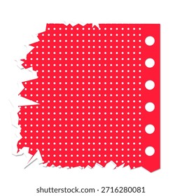 Etiqueta de papel roto rojo vibrante con borde perforado, perfecto para el etiquetado creativo y proyectos de diseño