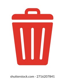 Icono rojo vibrante de la lata de la basura que representa la eliminación y la gestión de residuos para diversas aplicaciones digitales e interfaces de usuario