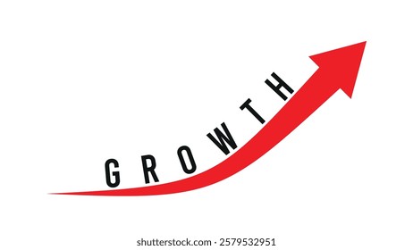 A vibrant red upward arrow symbolizing economic growth and financial progress, ideal for success concepts and business visuals.