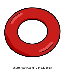 Vibrant Red Vector Illustration of a Simple Inflatable Ring, Perfect for Summer Designs and Projects