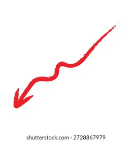 Vector de flecha de línea ondulada roja vibrante
