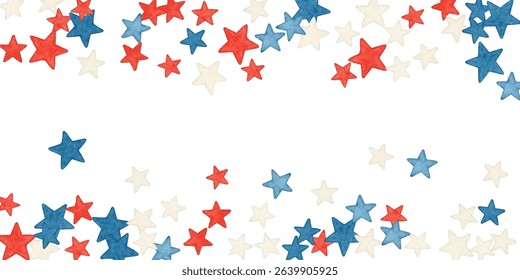 A vibrant red, white, and blue star pattern on a clean white background. Perfect for patriotic designs, Independence Day, USA-themed events, and festive decorations.