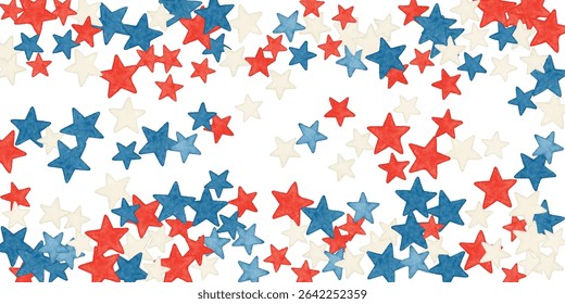 A vibrant red, white, and blue star pattern on a clean white background. Perfect for patriotic designs, Independence Day, USA-themed events, and festive decorations.