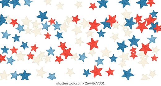 A vibrant red, white, and blue star pattern on a clean white background. Perfect for patriotic designs, Independence Day, USA-themed events, and festive decorations.
