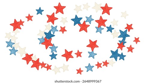 A vibrant red, white, and blue star pattern on a clean white background. Perfect for patriotic designs, Independence Day, USA-themed events, and festive decorations.