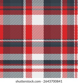 Vibrant red, white, and dark gray plaid pattern.  Perfect for textile designs, website backgrounds, or seasonal projects. This classic checkered texture evokes feelings of warmth and tradition.