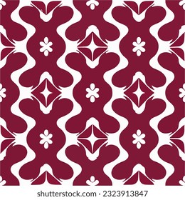 Vibrant red and white fabric pattern showcasing charming hearts, forming delightful repeating motif, reminiscent of aizome pattern and damask designs.